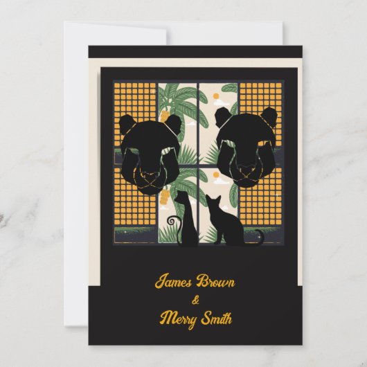 黒いクマの飼い猫結婚愛 招待状 (正面)