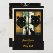 黒いクマの飼い猫結婚愛 招待状 (正面/裏面)