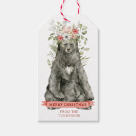 黒いクマ（花） | Merry Christmas Gift ギフトタグ