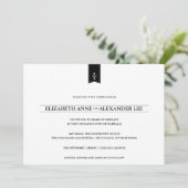 黒いクラシックなモノグラム及び白い結婚式招待状 招待状 (スタンド正面)