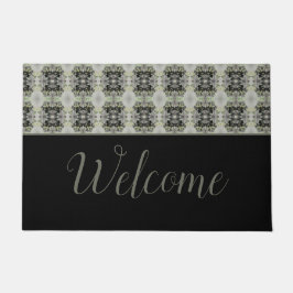 黒いクラシパターン（の模様が）あるー ドアマット
