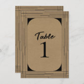 黒いクラフトミニマルラモダンインのテーブル番号 招待状 (正面/裏面)