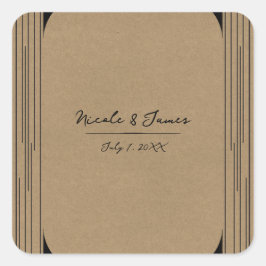 黒いクラフトミニマルラモダンイン結婚ズ スクエアシール