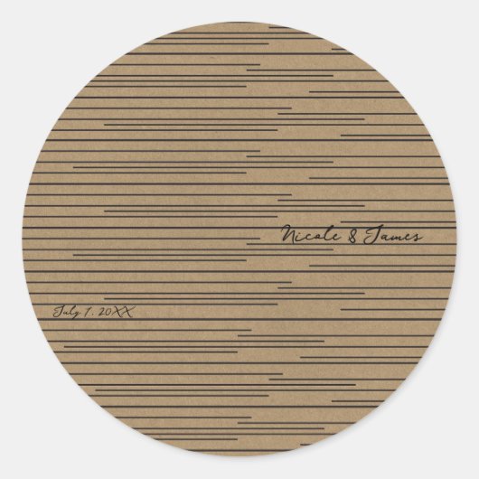 黒いクラフトミニマルラモダンイン結婚ズ ラウンドシール (正面)