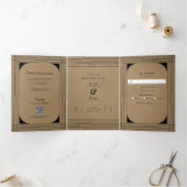 黒いクラフトミニマルラモダンイン結婚ズ 三つ折り招待状 (内部)