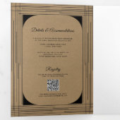 黒いクラフトミニマルラモダンイン結婚ズ 三つ折り招待状 (内部最初)