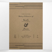 黒いクラフトミニマルラモダンイン結婚ズ 三つ折り招待状 (内部中)