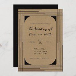 黒いクラフトミニマルラモダンイン結婚ズ 招待状