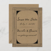 黒いクラフトミニマルラモダンイン結婚ズ 案内ポストカード (正面/裏面)