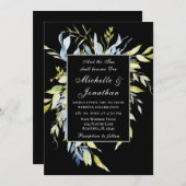 黒いクリスチャンの埃っぽい青い結婚緑 招待状 (正面/裏面)