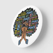 黒いクリスチャン女性メラニン祈女子 ラウンド壁時計 (傾斜)