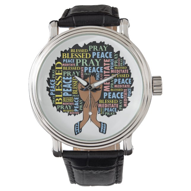 黒いクリスチャン女性メラニン祈女子 腕時計 (正面)