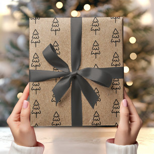 黒いクリスマスとKraftの背ミニマル景 ラッピングペーパー