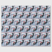 黒いクリスマスの猫 深い雪の中 ラッピングペーパー (フラット)