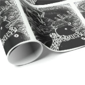 黒いクリスマスの雪男と家 ラッピングペーパー (ロールコーナー)