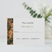 黒いクリスマスウェディングの招待状に輝く木 招待状 (スタンド正面)