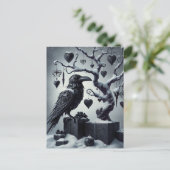 黒いクリスマスツリーとハート ポストカード (スタンド正面)