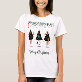黒いクリスマスツリーに身を包んだ黒人女性の名前 Tシャツ