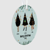 黒いクリスマスツリーに身を包んだ黒人女性パーティー オーナメント (正面)