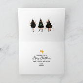 黒いクリスマスツリーに身を包んだ黒人女性パーティー カード (内部)