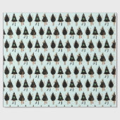 黒いクリスマスツリーに身を包んだ黒人女性パーティー ラッピングペーパー (フラット)