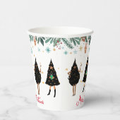 黒いクリスマスツリーに身を包んだ黒人女性パーティー 紙コップ (右)