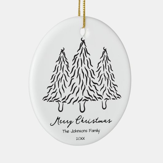 黒いクリスマスツリーの落書き 1枚の写真 楽しい 嬉しい セラミックオーナメント (右)