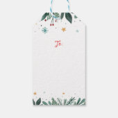 黒いクリスマスツリーを着た女性 ギフトタグ (裏面)