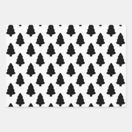 黒いクリスマスツリー ラッピングペーパーシート