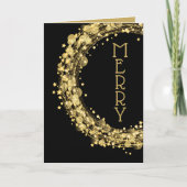 黒いクリスマスフォトに円と星 カード (正面)