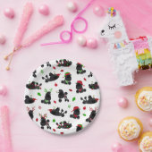 黒いクリスマスプードル白 ペーパープレート (パーティー)