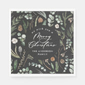 黒いクリスマスミニマルのエレガント植物写真 スタンダードランチョンナプキン (正面)