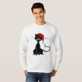 黒いクリスマス猫 Tシャツ (正面フル)