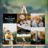 黒いクリーンモダンイニシャルと5枚の写真へようこそ アクリルサイン (ニュートラル)