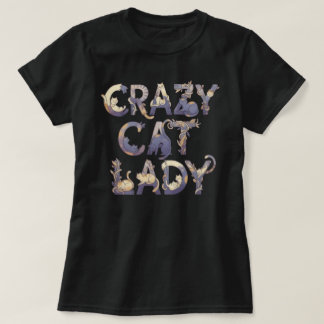 黒いクレイジーキャットレディ Tシャツ