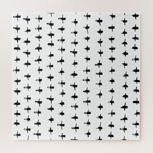 黒いクロスの幾何学的な手描きパターン ジグソーパズル (横)