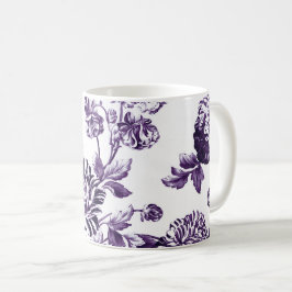 黒いクワの紫色のヴィンテージ花のToile No.2 コーヒーマグカップ