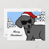 黒いクールラボの漫画クリスマスの雪の森 シーズンポストカード (正面/裏面)