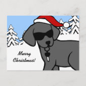 黒いクールラボの漫画クリスマスの雪の森 シーズンポストカード (正面)