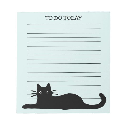 黒いクール子ネコのカスタム ノートパッド (正面)