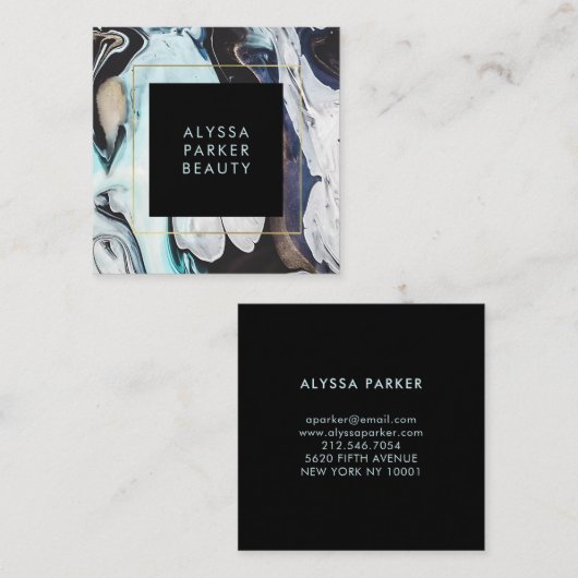 黒いグモダンラムのインクが渦巻く スクエア名刺 (正面/裏面)