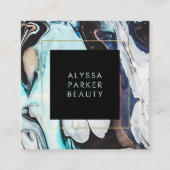 黒いグモダンラムのインクが渦巻く スクエア名刺 (正面)