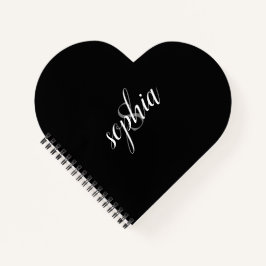 黒いグモダンレーエレガントのモノグラム名スクリプト ノートブック