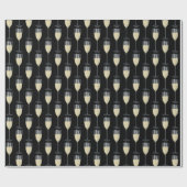 黒いグラスに白ワイン ラッピングペーパー (フラット)