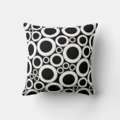 黒いグラフィックの白い円 クッション (裏面)