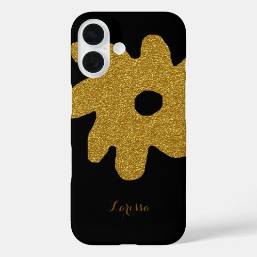 黒いグラフィックの黄金の花 Case-Mate iPhoneケース (裏面)