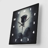 黒いグランジのゴシックの黒のバラの点滴注入の血 スクエア壁時計 (傾斜)