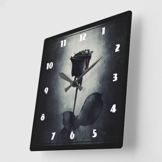 黒いグランジのゴシックの黒のバラの点滴注入の血 スクエア壁時計 (傾斜)
