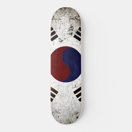 黒いグランジ韓国旗 スケートボード (正面)