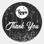 黒いグリッターが感謝してい乾く ラウンドシール (正面)